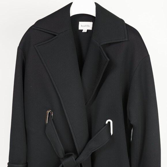 Beaufille Phoenix Black Modal-Neoprene Oversized Wrap Jacket - Picture 4 of 11